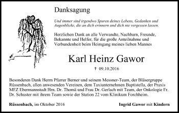 Anzeige von Karl Heinz Gawor von MGO