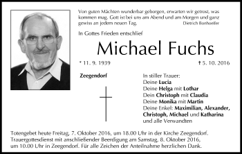 Anzeige von Michael Fuchs von MGO