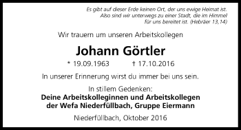Anzeige von Johann Görtler von MGO