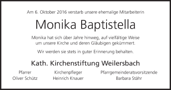 Anzeige von Monika Baptistella von MGO