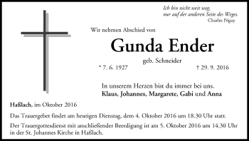 Anzeige von Gunda Ender von MGO
