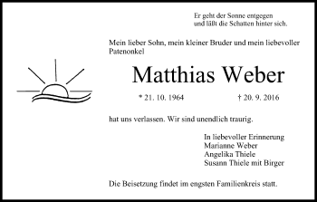 Anzeige von Matthias Weber von MGO