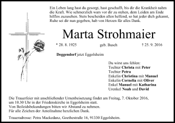 Anzeige von Marta Strohmaier von MGO