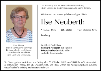 Anzeige von Ilse Neuberth von MGO