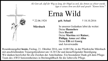 Anzeige von Erna Wild von MGO