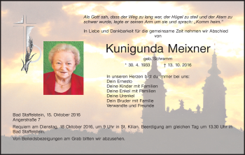 Anzeige von Kunigunda Meixner von MGO