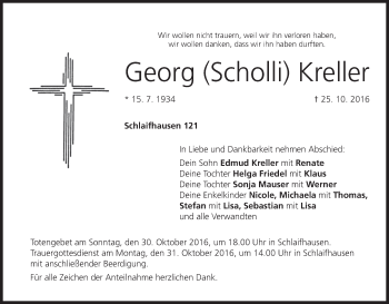 Anzeige von Georg Kreller von MGO