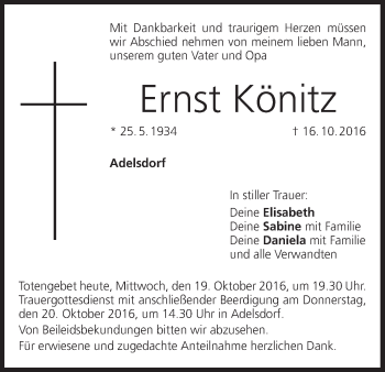 Anzeige von Ernst Könitz von MGO