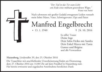 Anzeige von Manfred Engelbrecht von MGO