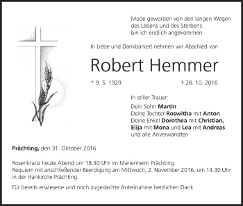 Anzeige von Robert Hemmer von MGO