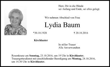 Anzeige von Lydia Baum von MGO