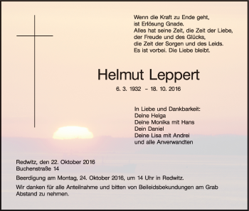 Anzeige von Helmut Leppert von MGO