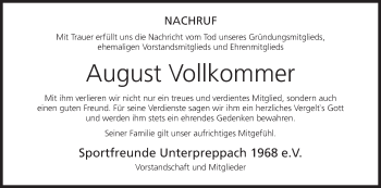 Anzeige von August Vollkommer von MGO