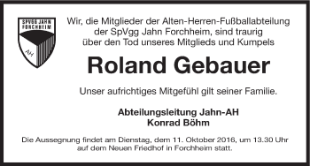 Anzeige von Roland Gebauer von MGO
