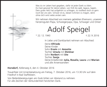 Anzeige von Adolf Speigel von MGO