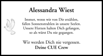 Anzeige von Alessandra Wiest von MGO