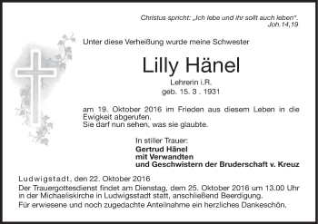 Anzeige von Lilly Hänel von MGO