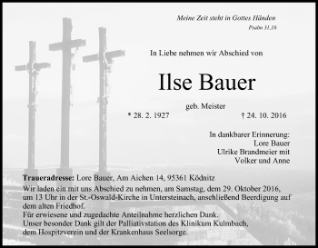 Anzeige von Ilse Bauer von MGO