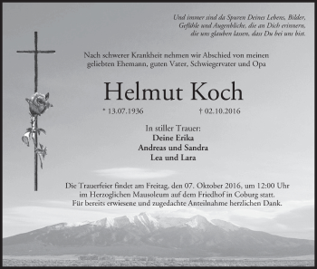 Anzeige von Helmut Koch von MGO