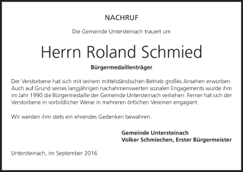 Anzeige von Roland Schmied von MGO