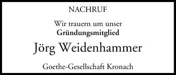 Anzeige von Jörg Weidenhammer von MGO
