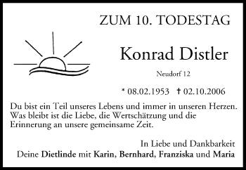 Anzeige von Konrad Distler von MGO