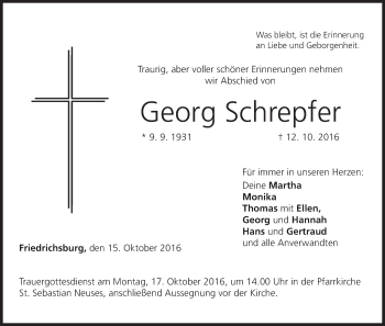 Anzeige von Georg Schrepfer von MGO