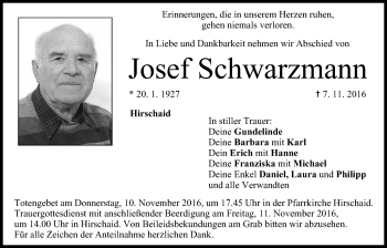 Anzeige von Josef Schwarzmann von MGO