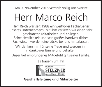 Anzeige von Marco Reich von MGO