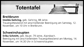 Anzeige von Totentafel vom 12.11.2016 von MGO