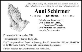 Anzeige von Anni Schirmer von MGO