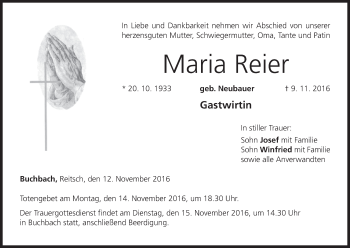 Anzeige von Maria Reier von MGO