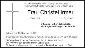 Anzeige von Christel Irmer von MGO