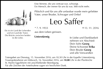 Anzeige von Leo Saffer von MGO