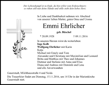 Anzeige von Emmi Ehrlicher von MGO