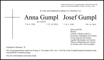 Anzeige von Anna Gumpl von MGO