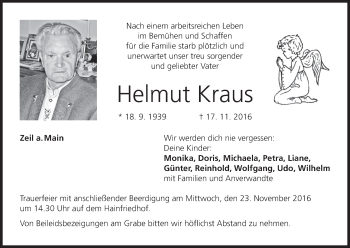 Anzeige von Helmut Kraus von MGO