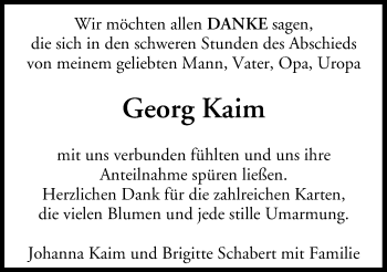 Anzeige von Georg Kaim von MGO