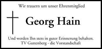 Anzeige von Georg Hain von MGO