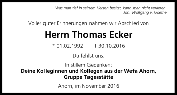 Anzeige von Thomas Ecker von MGO