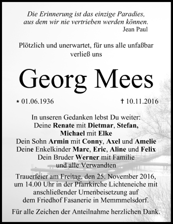 Anzeige von Georg Mees von MGO