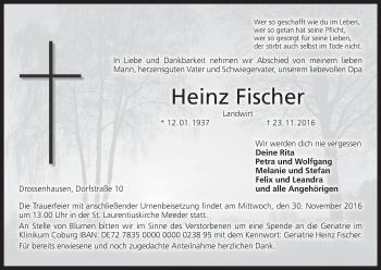 Anzeige von Heinz Fischer von MGO