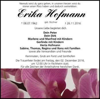 Anzeige von Erika Hofmann von MGO