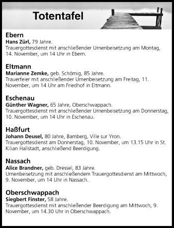 Anzeige von Totentafel vom 09.11.2016 von MGO