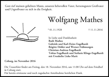 Anzeige von Wolfgang Mathes von MGO