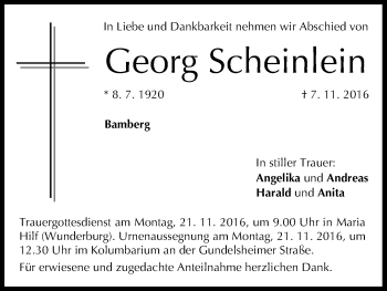 Anzeige von Georg Scheinlein von MGO