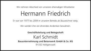 Anzeige von Hermann Friedrich von MGO