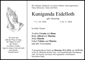 Anzeige von Kunigunda Eidelloth von MGO