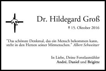 Anzeige von Hildegard Groß von MGO