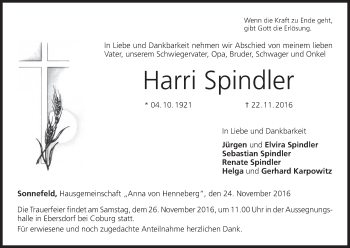 Anzeige von Harri Spindler von MGO